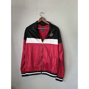 Rocawear Men's Track Jacket Red Black Small Color Block Varsity Gold‎ Emblem NEW